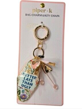 💕▪️Piper K ▪️UK exclusive Better Late Than Ugly Floral Bag Charm Or Key Chain
